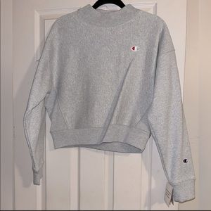 Champion Women’s Cropped Sweatshirt, Oxford Grey, Large, Worn Once